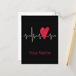 Heartbeat Pulse Heart Valentine's Day Or Mother's  Holiday Postcard