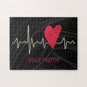 Heartbeat Pulse Heart Valentine's Day Or Mother's Jigsaw Puzzle