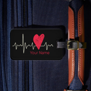 Heartbeat Pulse Heart Valentine's Day Or Mother's Luggage Tag