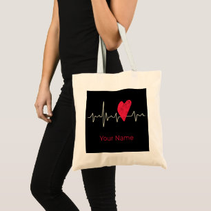 Heartbeat Pulse Heart Valentine's Day Or Mother's  Tote Bag