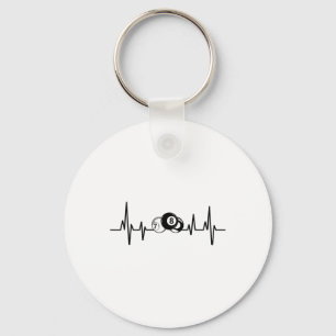 Heartbeat Rack Pool Billiard Player Billiards Cue Key Ring