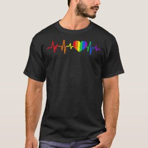 Heartbeat Rainbow Heart Gay LGBT Pride Medical Nur T-Shirt