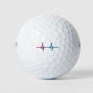 Heartbeat Rainbow Pride LGBTQ Ally  Golf Balls