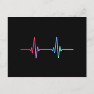 Heartbeat Rainbow Pride LGBTQ Ally  Postcard