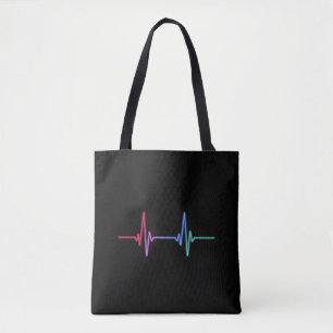 Heartbeat Rainbow Pride LGBTQ Ally  Tote Bag