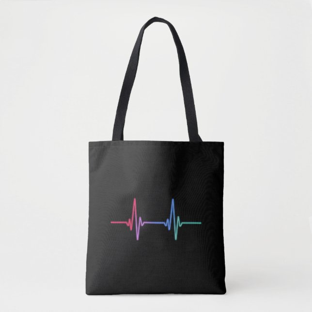 Heartbeat Rainbow Pride LGBTQ Ally  Tote Bag (Front)