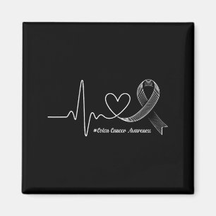 Heartbeat ribbon colon cancer awareness support  magnet