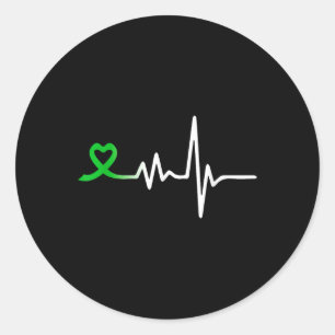 Heartbeat Ribbon Mental Health Awareness For Men W Classic Round Sticker