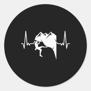 Heartbeat Rock Climbing Bouldering Mountain Climbe Classic Round Sticker