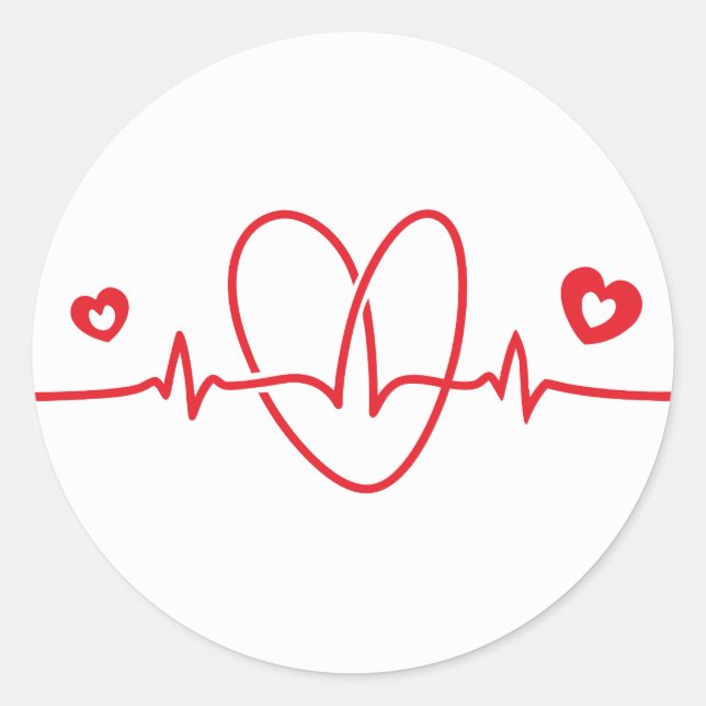 Heartbeat Scribbles Classic Round Sticker (Front)