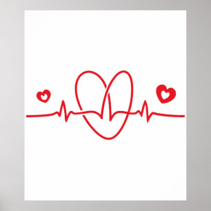 Heartbeat Scribbles Poster