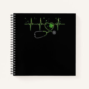 Heartbeat Scrub Lucky Nurse Patricks Day Rn Icu Wo Notebook