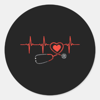 Heartbeat Scrub Valentine Nurse Valentines Day RN Classic Round Sticker
