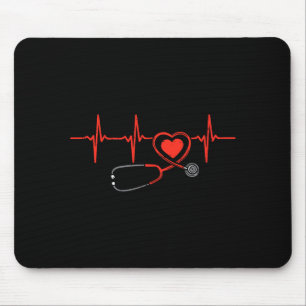 Heartbeat Scrub Valentine Nurse Valentines Day Rn  Mouse Mat