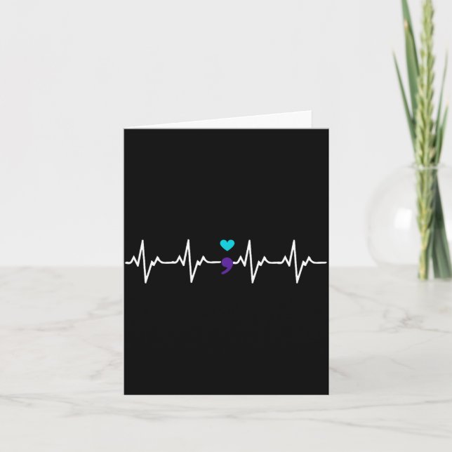 Heartbeat Semicolon Gift Suicide Prevention Awaren Card (Front)