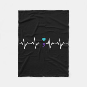 Heartbeat Semicolon Gift Suicide Prevention Awaren Fleece Blanket