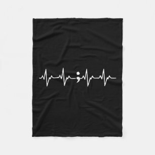 Heartbeat Semicolon Gift Suicide Prevention Awaren Fleece Blanket