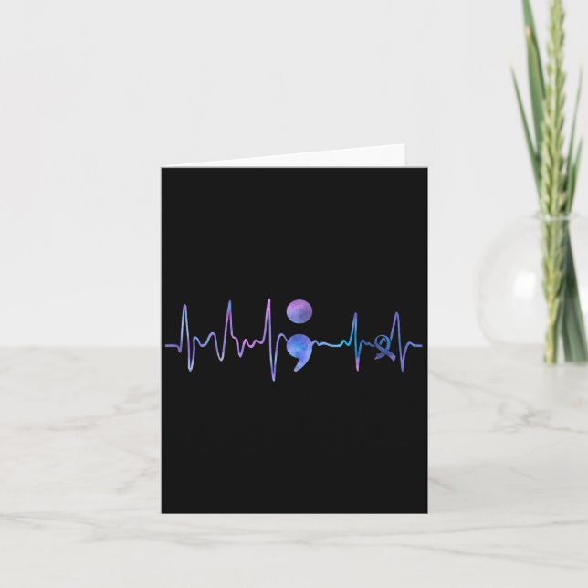 Heartbeat Semicolon Suicide Prevention Awareness  Card (Front)
