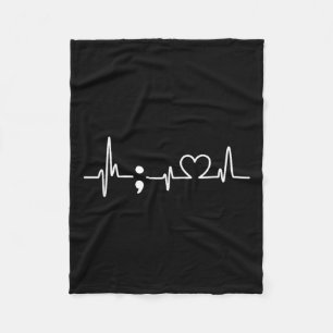 Heartbeat Semicolon - Suicide Prevention Awareness Fleece Blanket