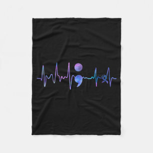 Heartbeat Semicolon Suicide Prevention Awareness Fleece Blanket