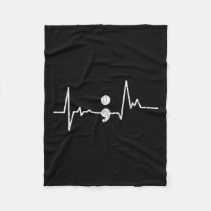 Heartbeat Semicolon Suicide Prevention Awareness G Fleece Blanket