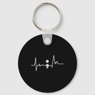 Heartbeat Semicolon Suicide Prevention Awareness G Key Ring