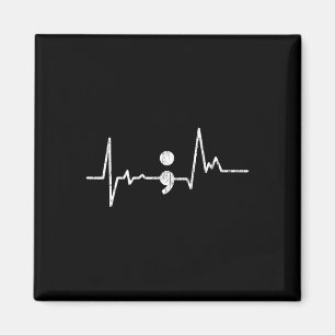 Heartbeat Semicolon Suicide Prevention Awareness G Magnet