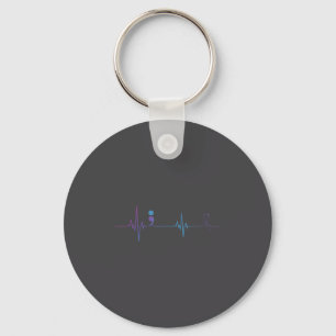 Heartbeat Semicolon Suicide Prevention Awareness  Key Ring