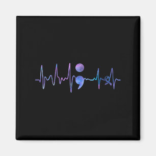 Heartbeat Semicolon Suicide Prevention Awareness  Magnet