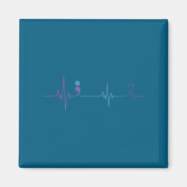 Heartbeat Semicolon Suicide Prevention Awareness  Magnet (Front)