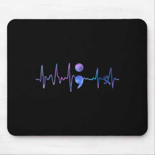 Heartbeat Semicolon Suicide Prevention Awareness Mouse Mat