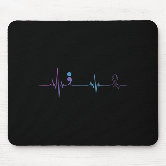 Heartbeat Semicolon Suicide Prevention Awareness  Mouse Mat (Front)