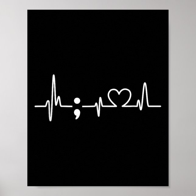 Heartbeat Semicolon - Suicide Prevention Awareness Poster (Front)