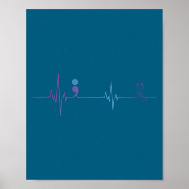 Heartbeat Semicolon Suicide Prevention Awareness  Poster (Front)