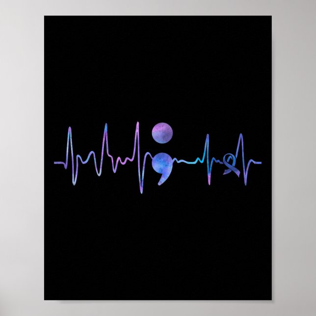 Heartbeat Semicolon Suicide Prevention Awareness  Poster (Front)