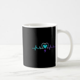 Heartbeat Semicolon Suicide Prevention Mental Awar Coffee Mug