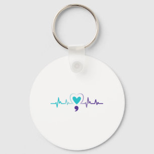 Heartbeat Semicolon Suicide Prevention Mental Awar Key Ring
