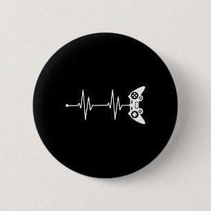 Heartbeat Shirt Gift For Video Game Lover Video Ga 6 Cm Round Badge