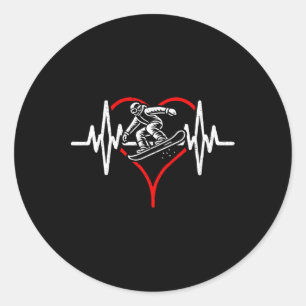 Heartbeat Skateboarding Skater Heartline Extreme S Classic Round Sticker