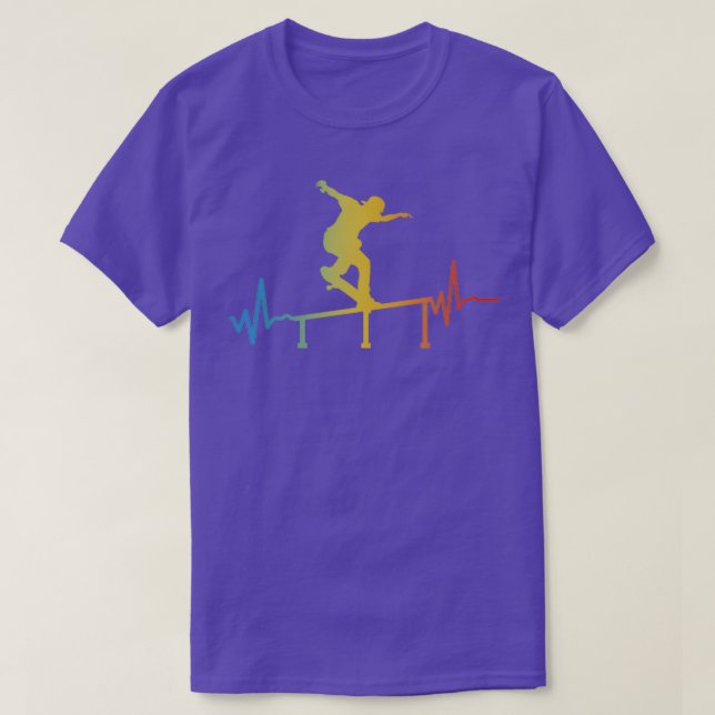 Heartbeat Skater with rail Skateboarding Gift T-Shirt (Design Front)