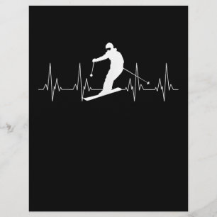 Heartbeat Skiing Gift For Skiers Custom Letterhead