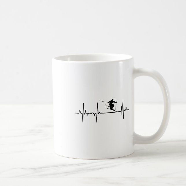 Heartbeat Skiing Ski Instructor Pulse Line  Coffee Mug (Right)