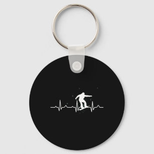 Heartbeat Snowboarding Lover Gift Key Ring