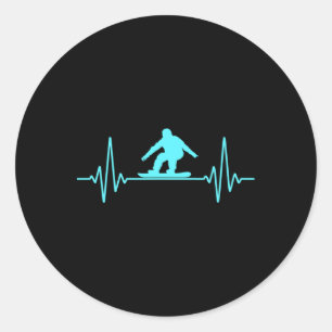 Heartbeat Snowboarding Snowboard Mountain Winter  Classic Round Sticker