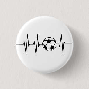 Heartbeat Soccer   Soccer Ball Fan   Football  3 Cm Round Badge