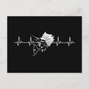 Heartbeat Swordfish Black White Postcard