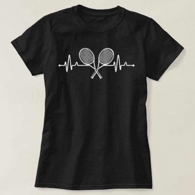 Heartbeat Tennis Lovers Tennis Fans Tennis Players T-Shirt (Design Front)