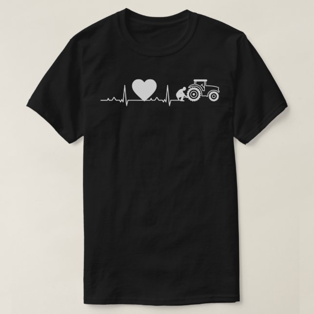 Heartbeat Tractor Farmer Farm Farm  T-Shirt (Design Front)
