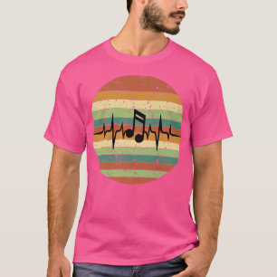 Heartbeat Treble Clef Music Notes Retro Sunset T-Shirt