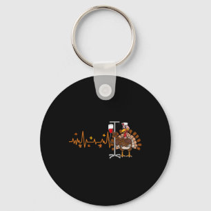 Heartbeat Turkey Nurse Thanksgiving Scrub Top Fall Key Ring